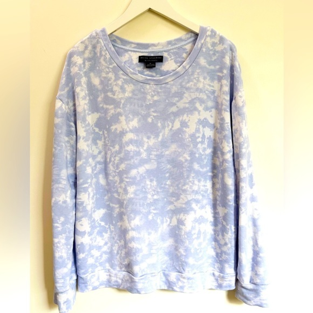 Sanctuary Social Standard Anthropologie Blue White Cloud Camo Sweatshirt Sz XL‎